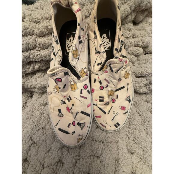 Vans Asher makeup print cream slip ons size 9 - Picture 2 of 6
